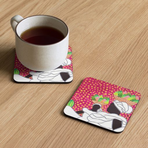 Market Lady 1 Cork-back coaster by Kristianne Buxo