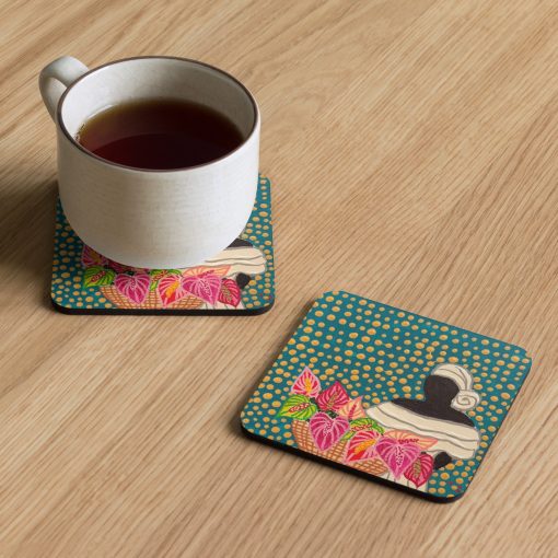 Market Lady 2 Cork-back coaster by Kristianne Buxo