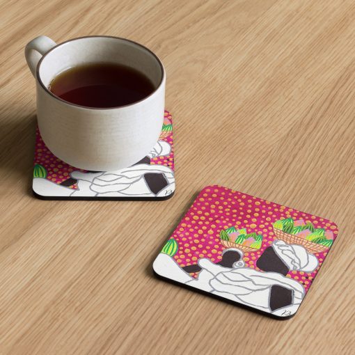Market Lady 1 Cork-back coaster by Kristianne Buxo - Image 2