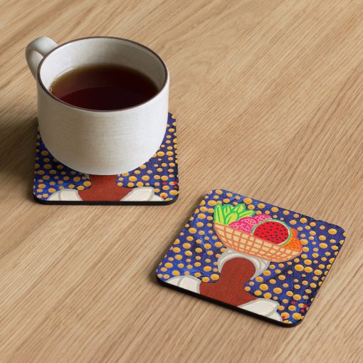 Market Lady 3 Cork-back coaster by Kristianne Buxo - Image 2