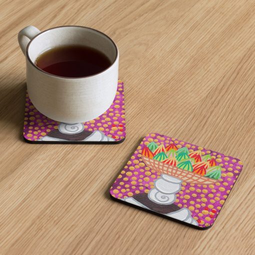 Market Lady 6 Cork-back coaster by Kristianne Buxo - Image 2