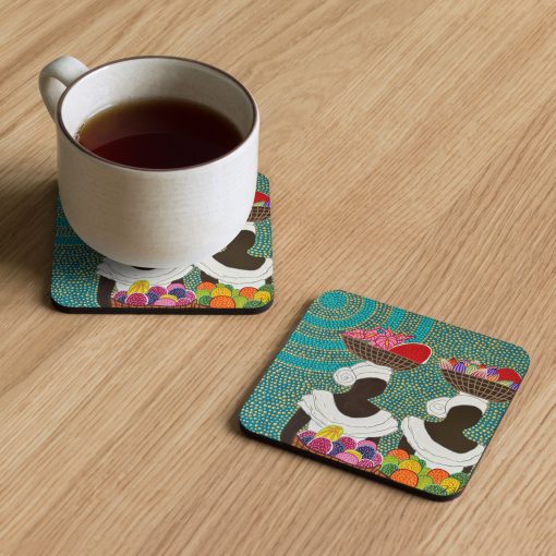 Market Lady 10 Cork-back coaster by Kristianne Buxo