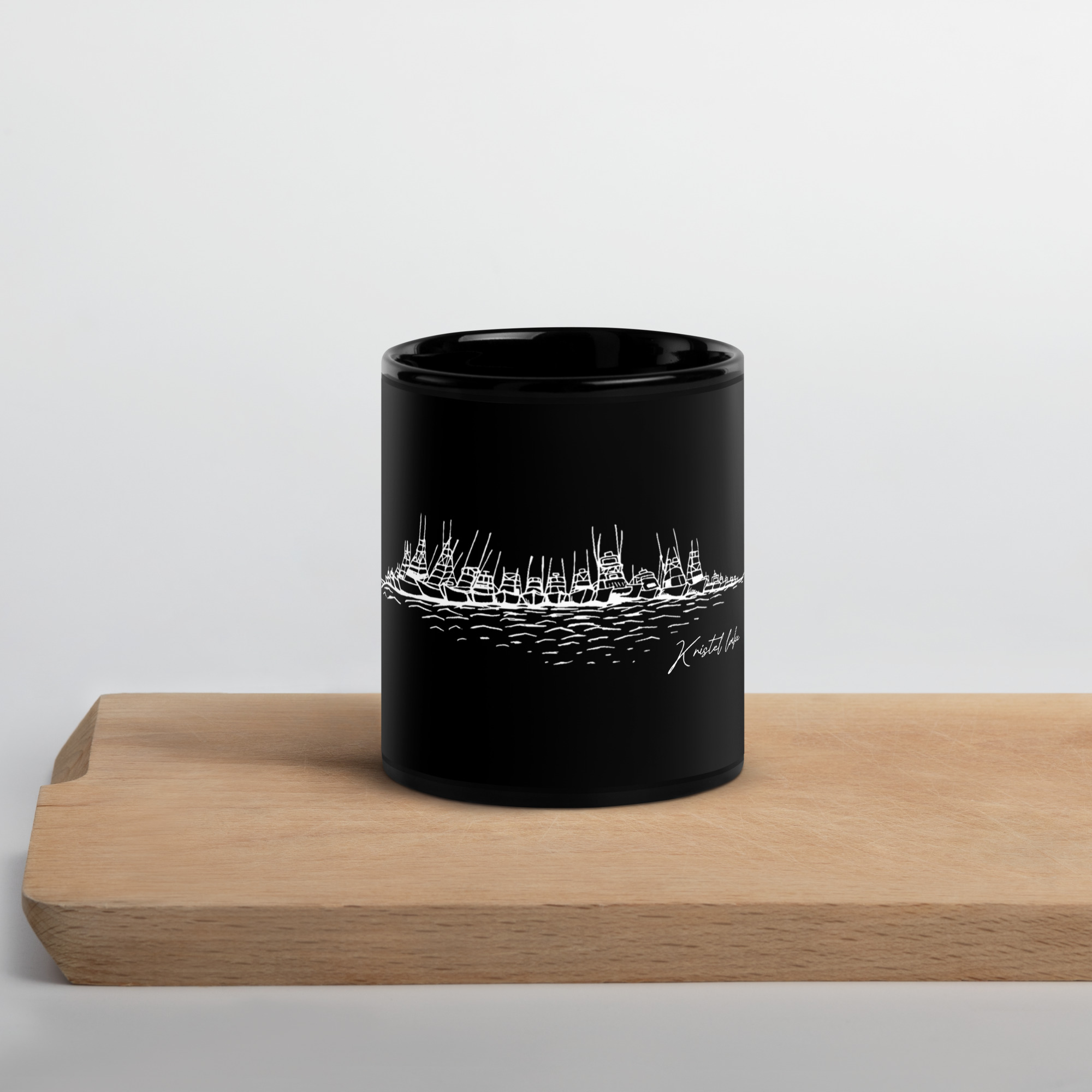Raft Up By Kristel Lake Black Glossy Mug