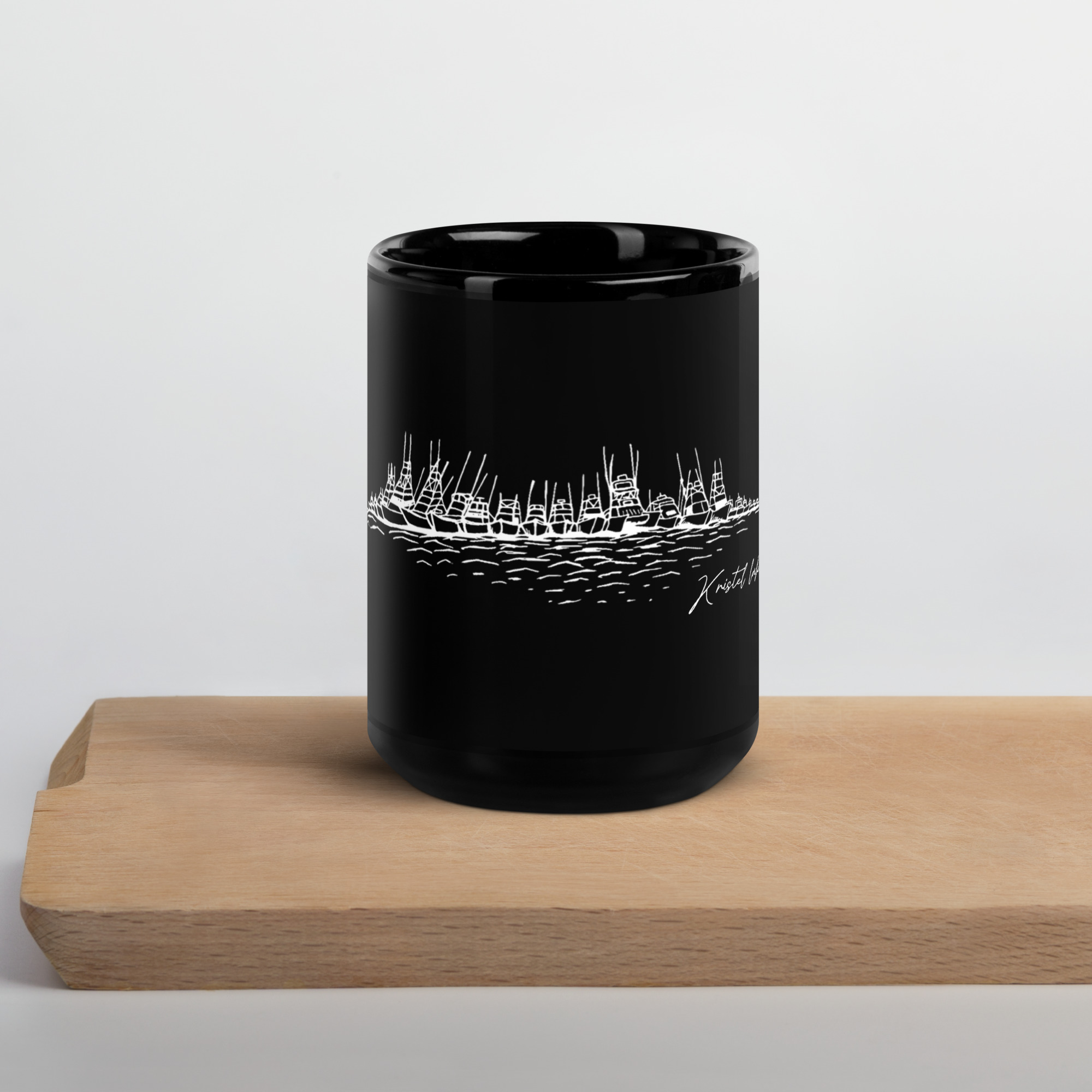 Raft Up By Kristel Lake Black Glossy Mug - Image 4