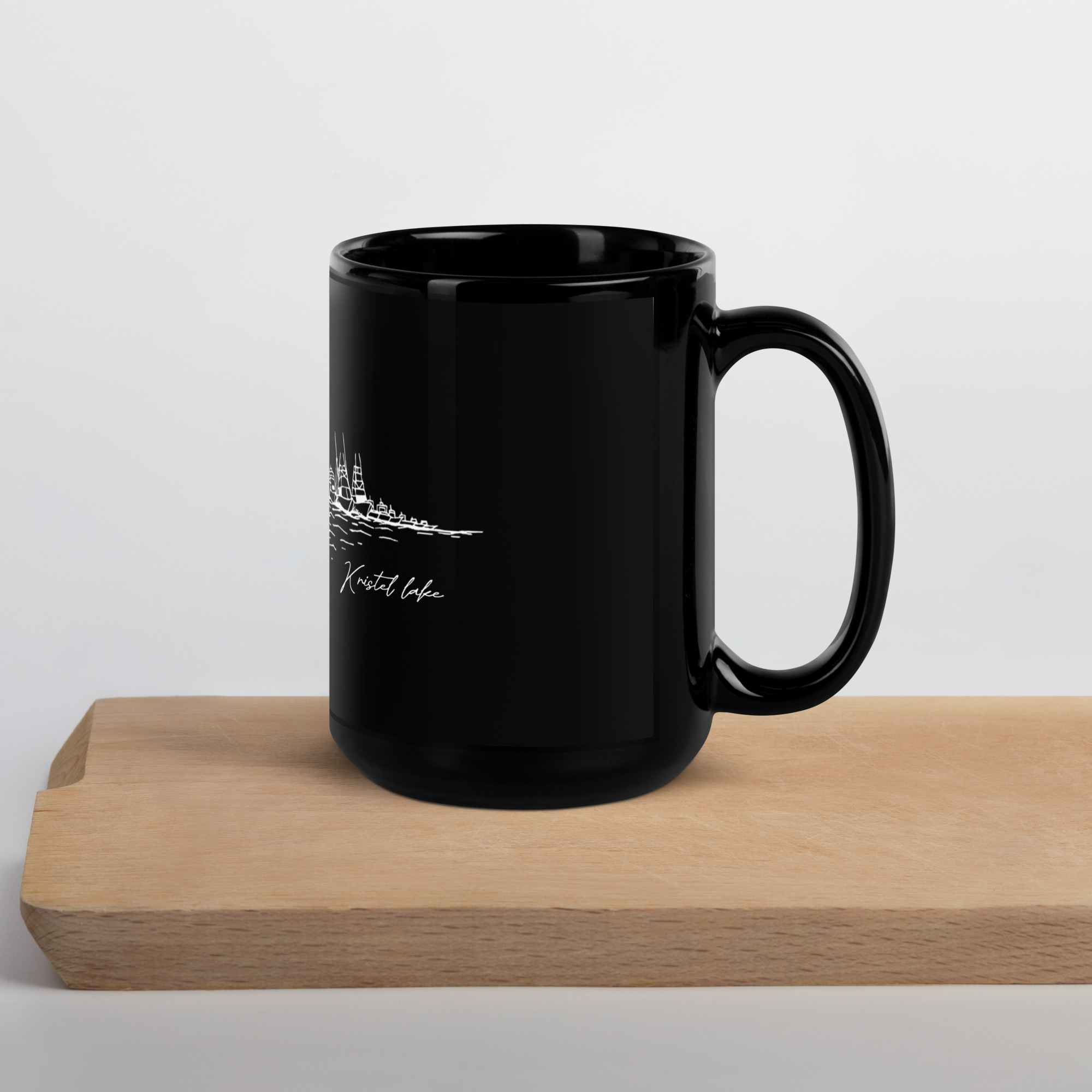 Raft Up By Kristel Lake Black Glossy Mug - Image 6