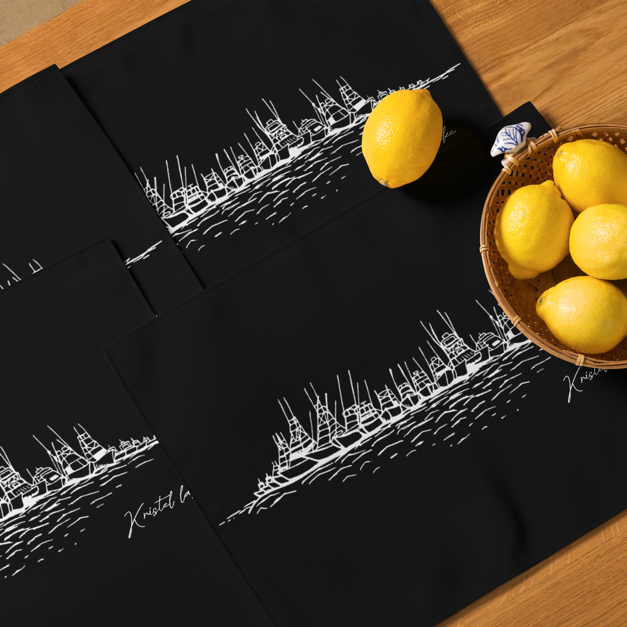 Raft Up by Kristel Lake Placemat Set Black