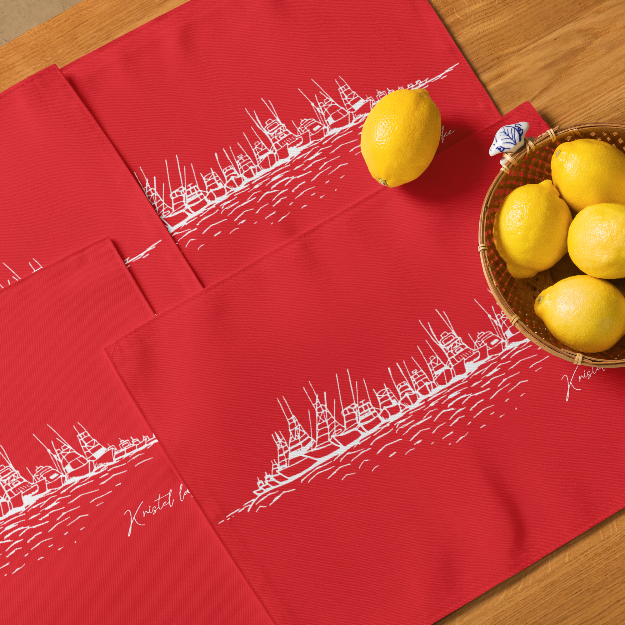 Raft Up by Kristel Lake Placemat Set Red