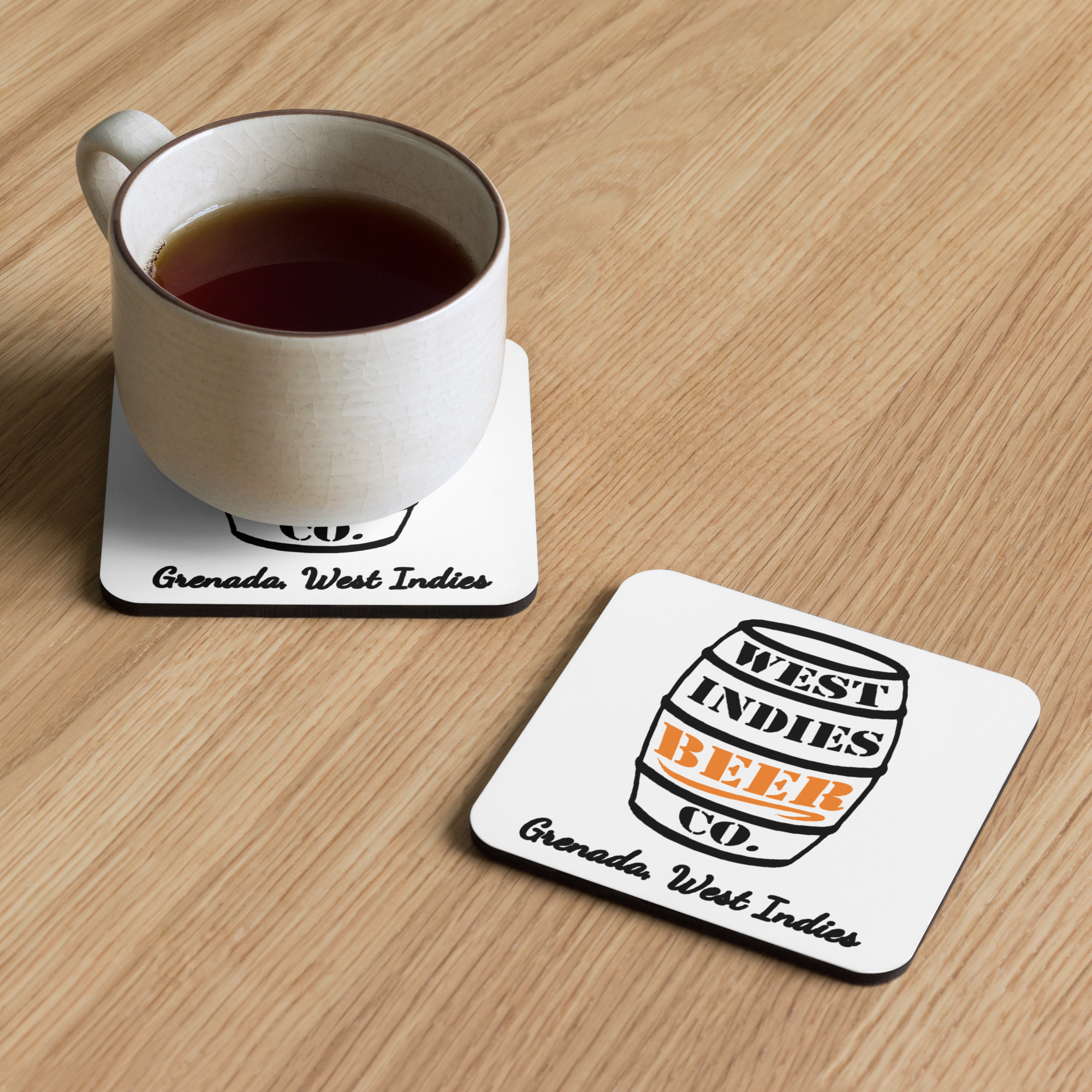 West Indies Beer Co. cork-back coaster